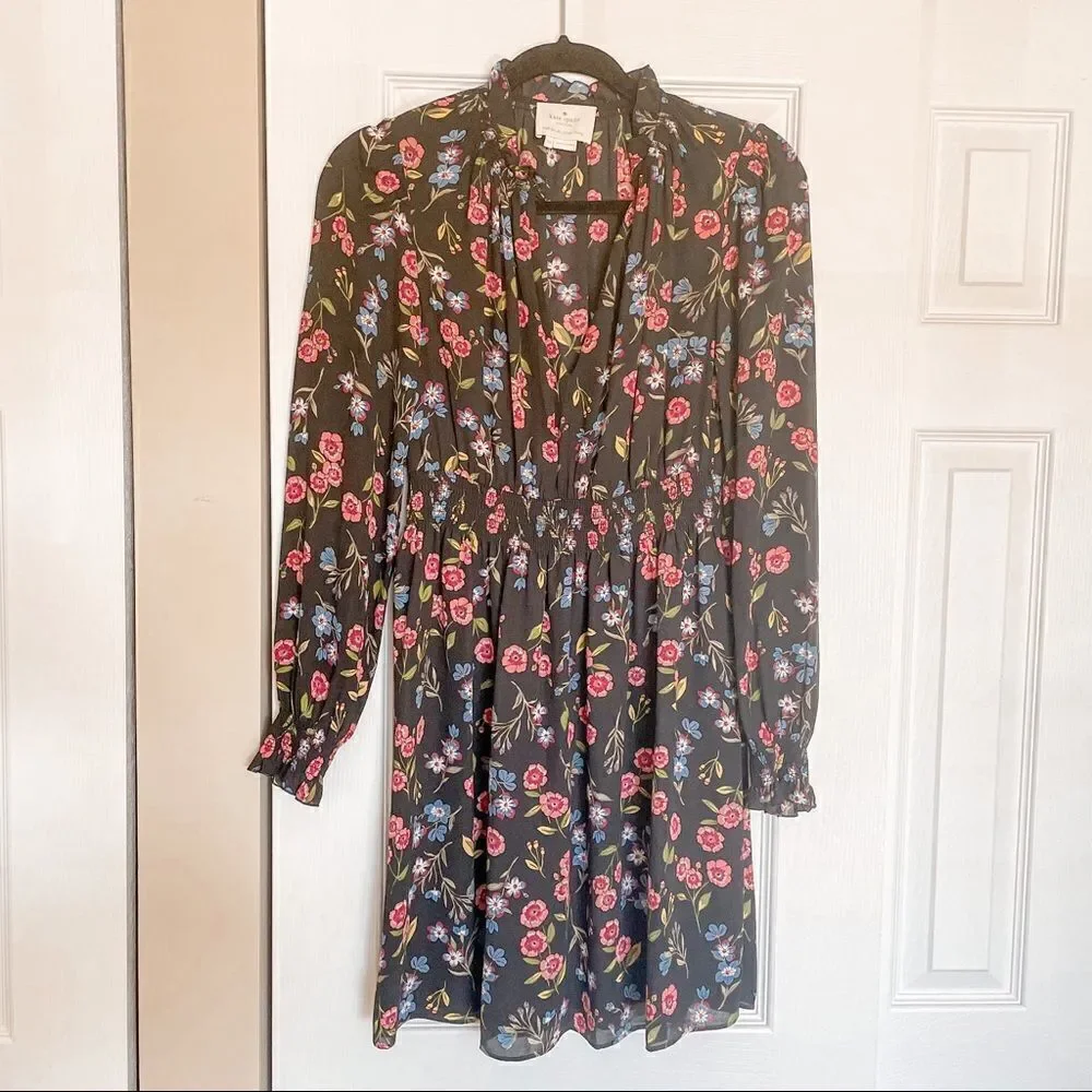 Kate Spade Long Sleeve Floral Mini Dress XS